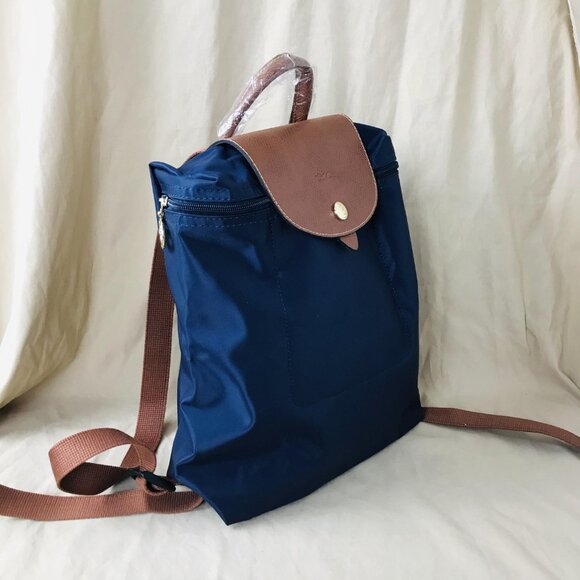 LONGCHAMP Mini Le Pliage Canvas Backpack In Navy Blue - Picture 8 of 13